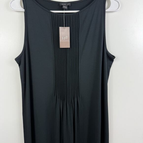 New J Jill Wearever Collection Black Knit Shift Dress Small Pintuck Pleating - Picture 7 of 13